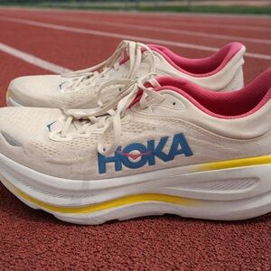 HOKA Women's Cream and Yellow Running Shoes. Size 11